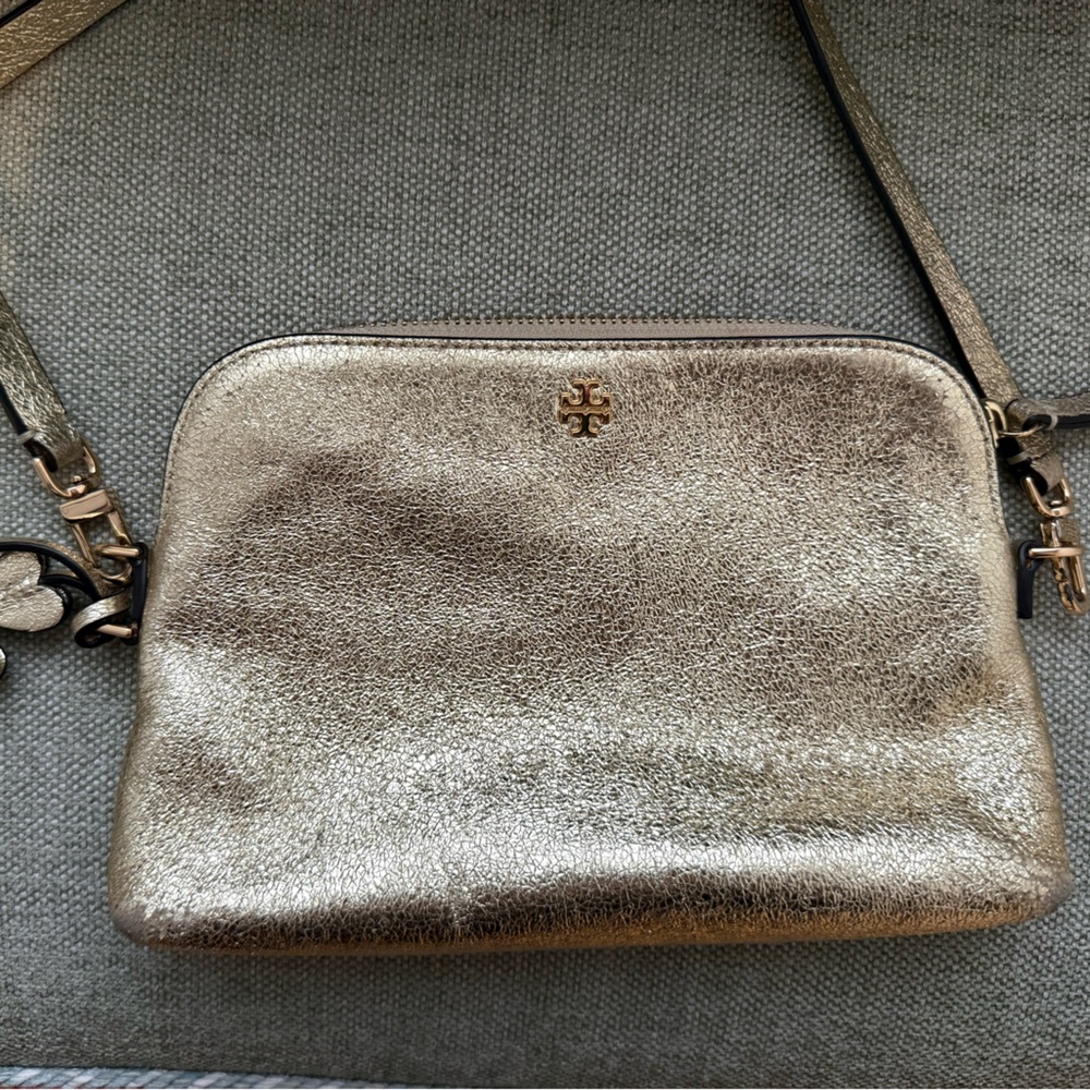 Tory Burch Metallic Gold Crossbody Bag - Picture 3 of 4